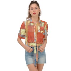 Art Abstract Rectangle Square Tie Front Shirt  by Ravend