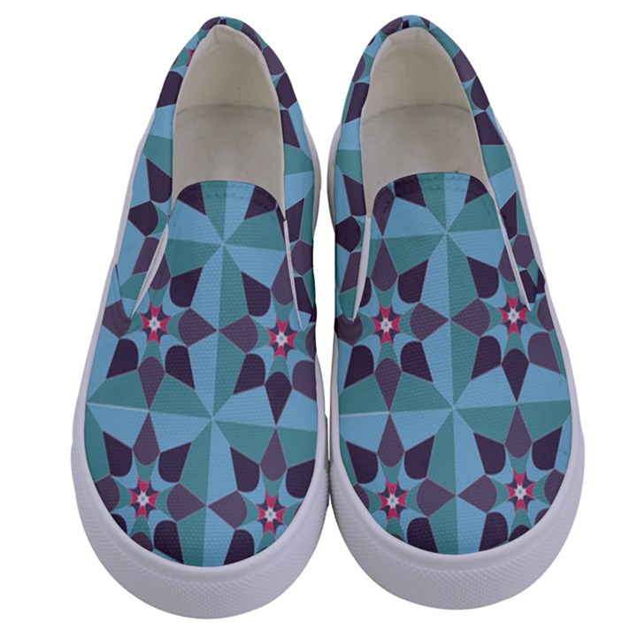 Floral Pattern Floral Motif Kids  Canvas Slip Ons