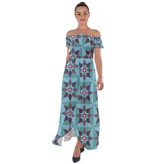 Floral Pattern Floral Motif Off Shoulder Open Front Chiffon Dress by Ravend