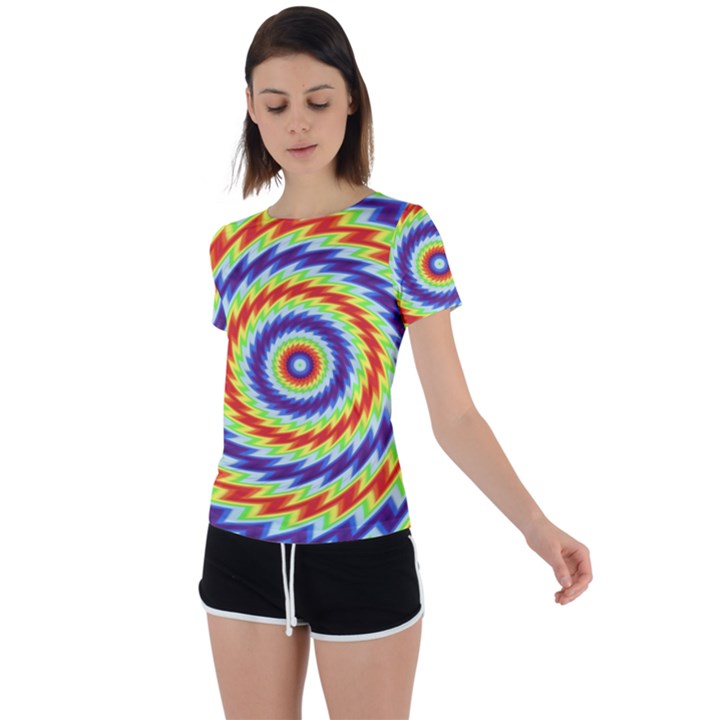 Mandala Kaleidoscope Background Back Circle Cutout Sports Tee