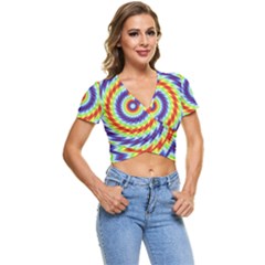 Mandala Kaleidoscope Background Short Sleeve Foldover Tee by Ravend