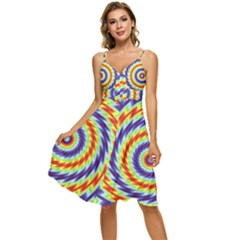 Mandala Kaleidoscope Background Sleeveless Tie Front Chiffon Dress