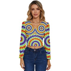 Mandala Kaleidoscope Background Long Sleeve V-neck Top