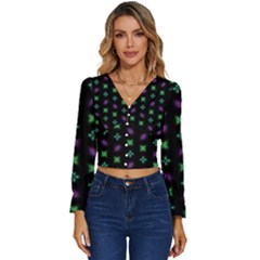 Pattern Background Bright Pattern Long Sleeve V-neck Top