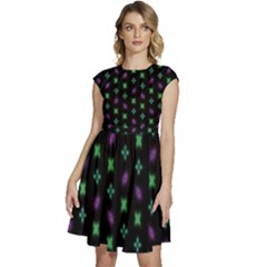 Pattern Background Bright Pattern Cap Sleeve High Waist Dress by Ravend