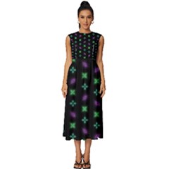 Pattern Background Bright Pattern Sleeveless Round Neck Midi Dress