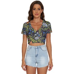 Mosaic Background Pattern Texture V-neck Crop Top by Ravend