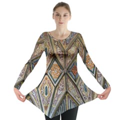 Church Ceiling Mural Architecture Long Sleeve Tunic  by Ravend