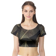 Leaves Nature Art Design Pattern Short Sleeve Crop Top