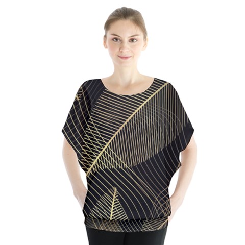 Leaves Nature Art Design Pattern Batwing Chiffon Blouse by Ravend