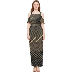 Leaves Nature Art Design Pattern Draped Sleeveless Chiffon Jumpsuit