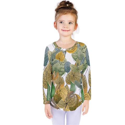 Sheet Autumn Color Drawing Kids  Long Sleeve Tee by Ravend