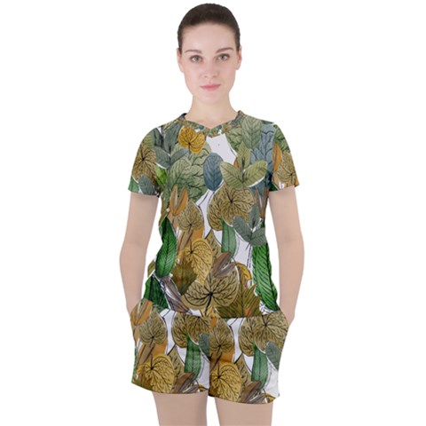 Sheet Autumn Color Drawing Women s Tee And Shorts Set by Ravend