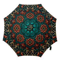 Flower Pattern Modern Floral Hook Handle Umbrellas (small) by Ravend