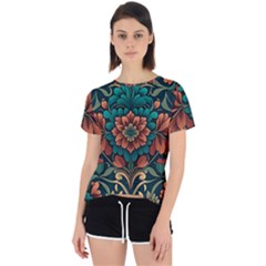 Flower Pattern Modern Floral Open Back Sport Tee by Ravend