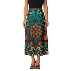 Flower Pattern Modern Floral Classic Midi Chiffon Skirt