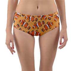 Fish Clownfish Orange Background Reversible Mid-waist Bikini Bottoms by Ravend