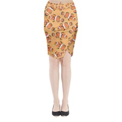 Fish Clownfish Orange Background Midi Wrap Pencil Skirt by Ravend