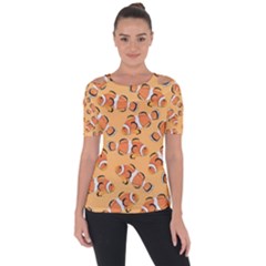 Fish Clownfish Orange Background Shoulder Cut Out Short Sleeve Top by Ravend