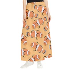 Fish Clownfish Orange Background Maxi Chiffon Skirt by Ravend