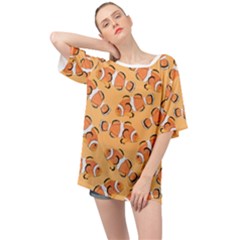 Fish Clownfish Orange Background Oversized Chiffon Top by Ravend