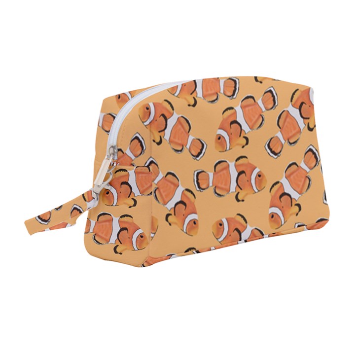 Fish Clownfish Orange Background Wristlet Pouch Bag (Medium)