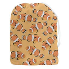 Fish Clownfish Orange Background Drawstring Pouch (3xl) by Ravend