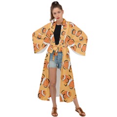 Fish Clownfish Orange Background Maxi Kimono by Ravend