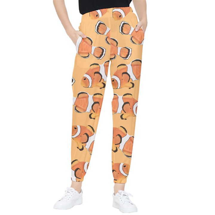 Fish Clownfish Orange Background Tapered Pants