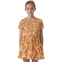 Fish Clownfish Orange Background Kids  Short Sleeve Pinafore Style Dress by Ravend