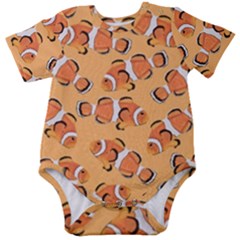 Fish Clownfish Orange Background Baby Short Sleeve Bodysuit by Ravend