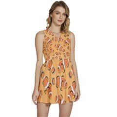 Fish Clownfish Orange Background Sleeveless High Waist Mini Dress by Ravend