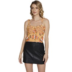 Fish Clownfish Orange Background Flowy Camisole Tie Up Top by Ravend