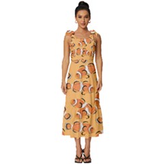 Fish Clownfish Orange Background Tie-strap Tiered Midi Chiffon Dress by Ravend