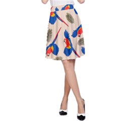 Bird Animals Parrot Pattern A-line Skirt by Ravend