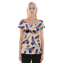 Bird Animals Parrot Pattern Cap Sleeve Top by Ravend