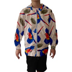 Bird Animals Parrot Pattern Kids  Hooded Windbreaker by Ravend