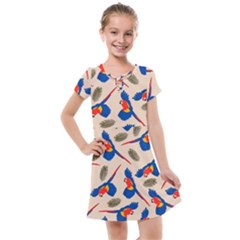 Bird Animals Parrot Pattern Kids  Cross Web Dress by Ravend