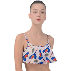 Bird Animals Parrot Pattern Frill Bikini Top by Ravend