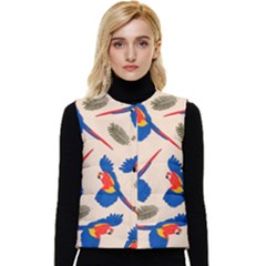 Bird Animals Parrot Pattern Women s Short Button Up Puffer Vest by Ravend