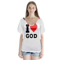 I Love God V-neck Flutter Sleeve Top by ilovewhateva