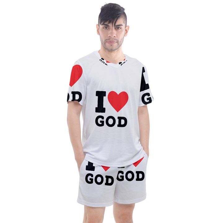 I love god Men s Mesh Tee and Shorts Set