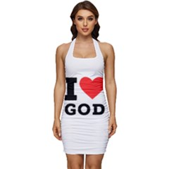 I Love God Sleeveless Wide Square Neckline Ruched Bodycon Dress by ilovewhateva