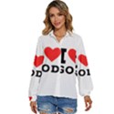 I love god Women s Long Sleeve Button Down Shirt View1