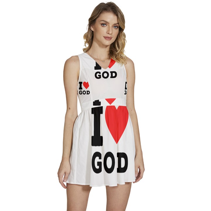 I love god Sleeveless High Waist Mini Dress