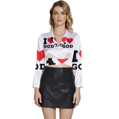 I Love God Long Sleeve Tie Back Satin Wrap Top by ilovewhateva