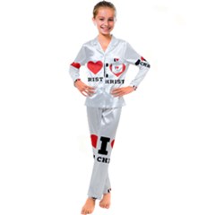 I Love Christ Kid s Satin Long Sleeve Pajamas Set by ilovewhateva