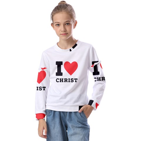 I Love Christ Kids  Long Sleeve Tee With Frill  by ilovewhateva