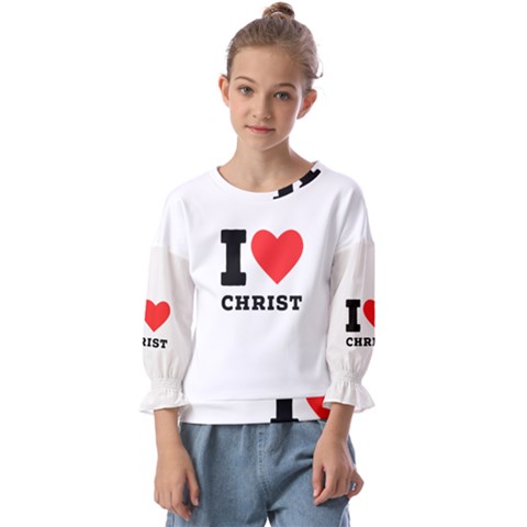 I Love Christ Kids  Cuff Sleeve Top by ilovewhateva