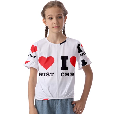 I Love Christ Kids  Cuff Sleeve Scrunch Bottom Tee by ilovewhateva